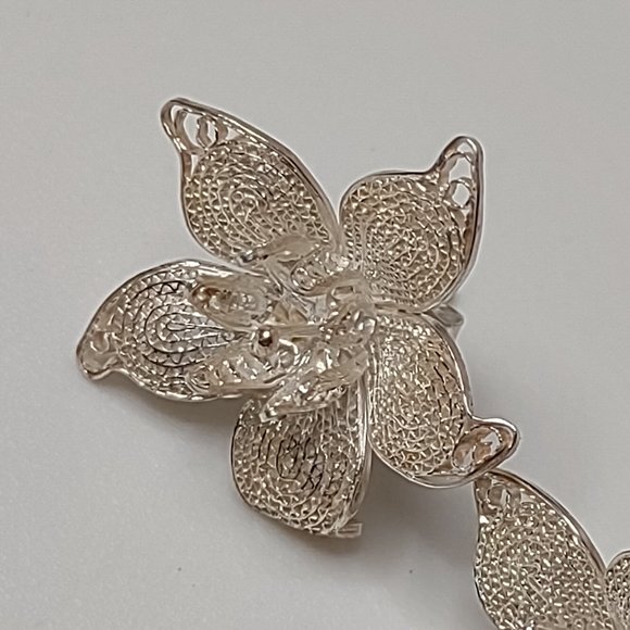 Lightweight Metal Mesh Filigree Flower Earrings - Picture 6 of 14